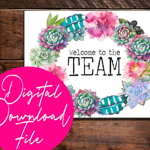 Print at home card - DIGITAL DOWNLOAD DIY - New Employee Card, Welcome To The Team Card ,Employee Welcome Card,  Corporate  New ,Coworker