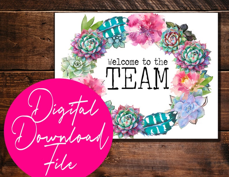 Print at home card DIGITAL DOWNLOAD DIY New Employee Card, Welcome To The Team Card ,Employee Welcome Card, Corporate New ,Coworker image 1