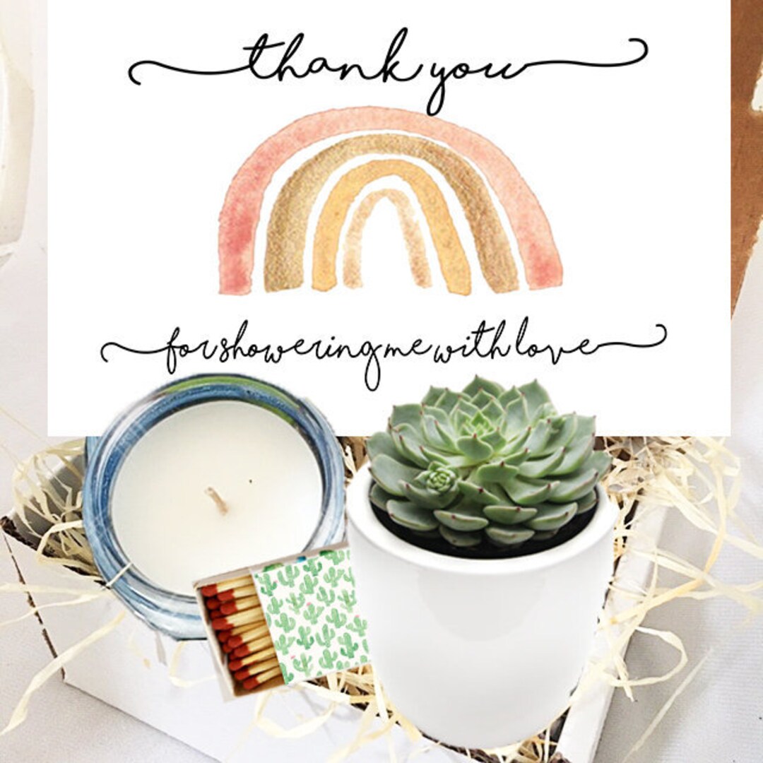 Thank You for Showering Me With Love Succulent Gift Box With Candle Thank You Gift