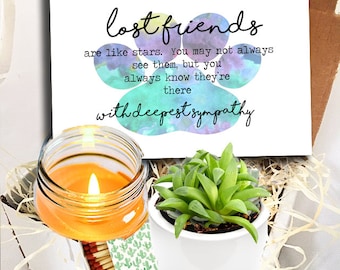 Lost Friends are like stars - Sympathy card with Succulent and Candle - Pet Sympathy Box / Veterinary Condolences / Cat or Dog / Grief