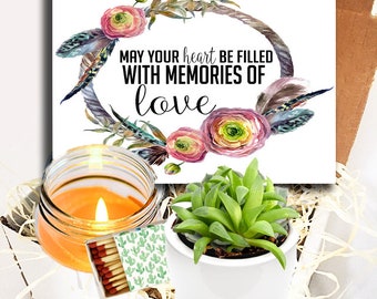 Succulent Gift Box - May Your Heart be filled with memories - Sympathy Gift - Sorry For Your Loss - Sympathy Box - Sympathy Gift Set -