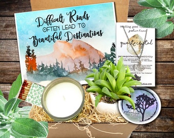 New Beginnings Succulent Gift Box with Candle - Retirement Gift / Milestone Celebration / Recovery Gift / Graduation Gift / Career Milestone