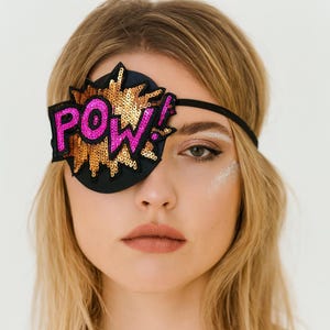 Sequin POW Comic Eye Patch  - Funny Comic Book Costume or gift
