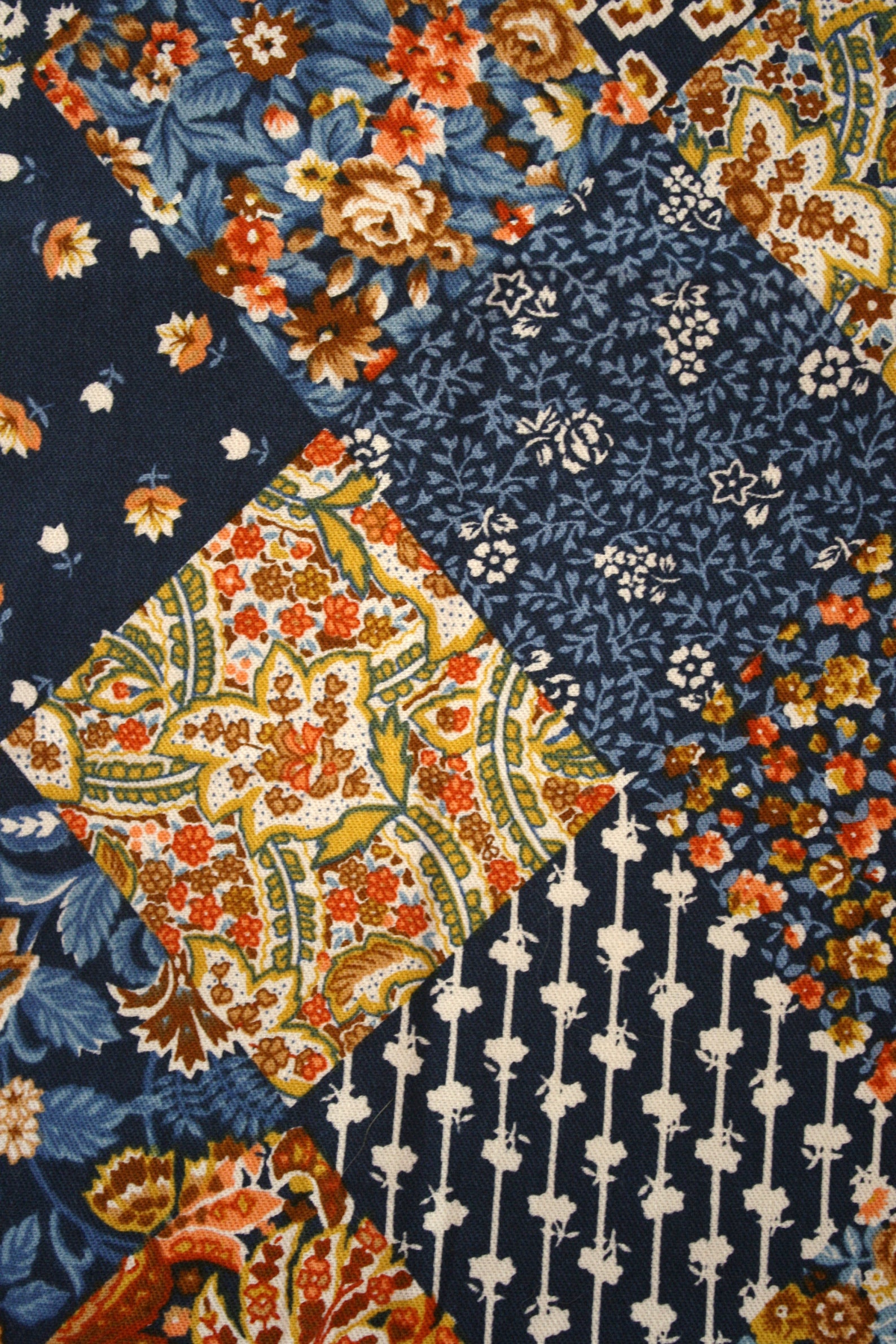 Vintage Faux Patchwork Cheater Fabric in Blues 105cm X 114 Etsy