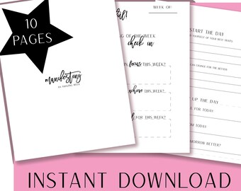 Weekly Printable Ten Page Ebook Journal for Reaching Goals, Manifesting, Joy Journal | Printable Manifestation Practices, Goal Setting PDF