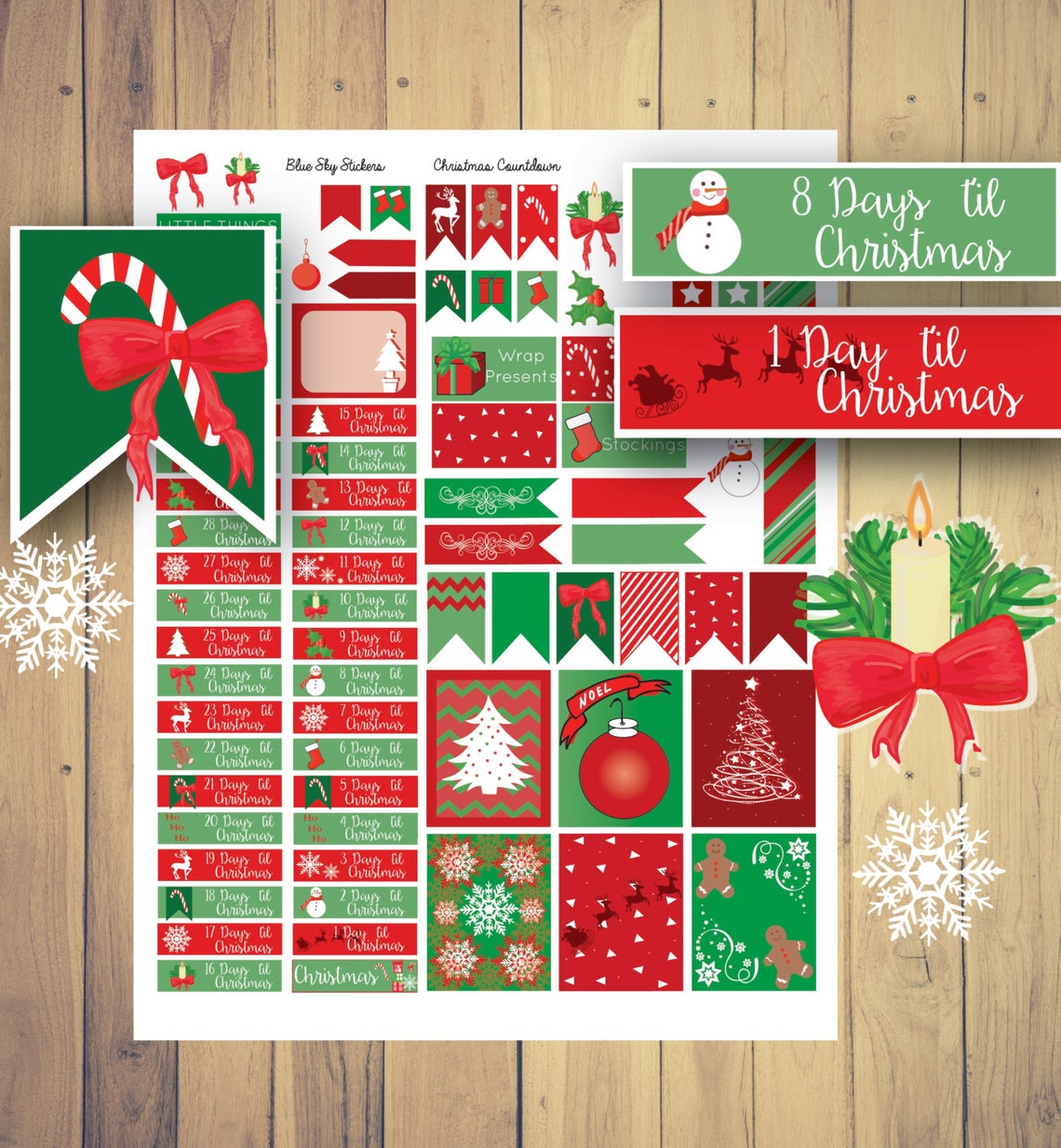 PRINTABLE Christmas Countdown Planner Stickers // December for | Etsy