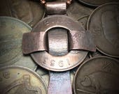 1953 Ireland Half Penny Celtic Cross with Recycled Copper and Solid Copper Ball Chain