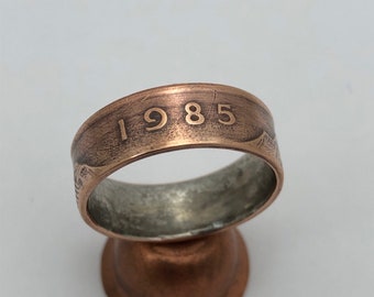 Perfect for Coin Ring Vintage Irish Currency Ireland 2 PencePunt CelticHarp Coin Copper Dated 1985