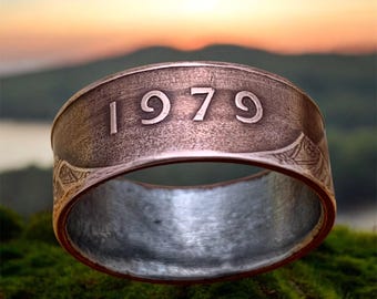 1979 Ireland Two Pence Stylized Bird Coin Ring - Size 6.25