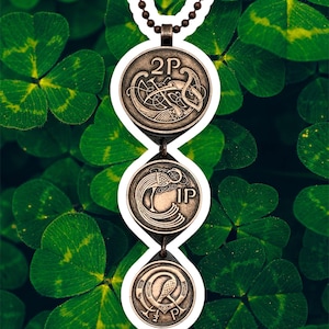 Unique Celtic Bird Pattern Ireland Coin & Copper Pendant