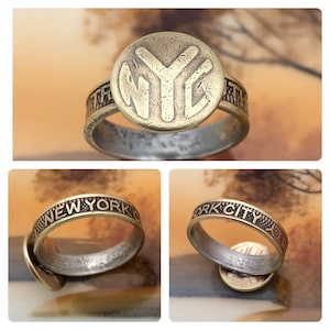 Unique NYC New York City Transit Authority BRASS Subway TOKEN Ring - Size 7.75