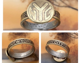 Unique NYC New York City Transit Authority BRASS Subway TOKEN Ring - Size 7.75