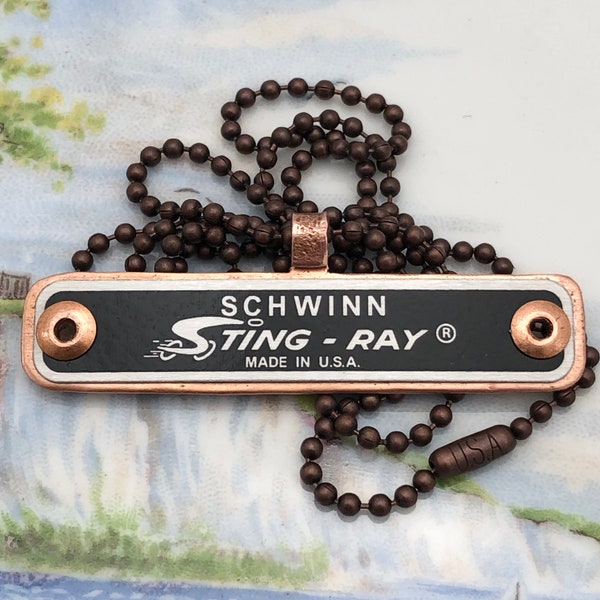 Schwinn Sting-Ray Bicycle Seat Badge Copper PENDANT NECKLACE Stingray Sting Ray
