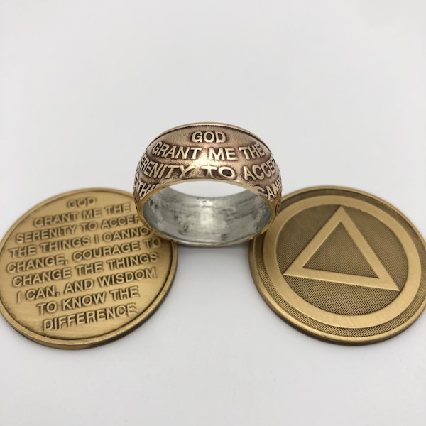 Serenity Prayer - Alcoholics Anonymous Recovery Token - Ring - Size 11.5