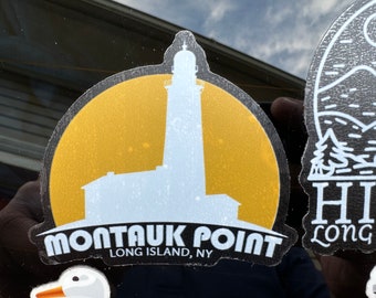 Montauk Lighthouse Sticker | Sunrise Beach Decor, Waterproof Vinyl Decal