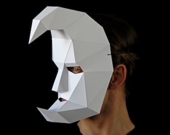 HALF MOON Mask - Make your own Venetian mask with card, using this PDF download mask template