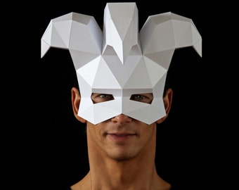 Masque JESTER - Fabriquez un masque Arlequin vénitien avec ce modèle de masque PDF artisanal en papier