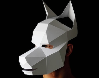 DOG Mask - Build your own 3D dog mask from card, using this PDF mask template