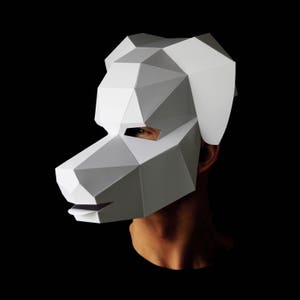 PUPPY Dog Mask Build your own 3D dog mask from card, using this PDF mask template image 1