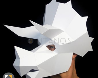 TRICERATOPS Dinosaur Paper Mask - Make it with this instant download template