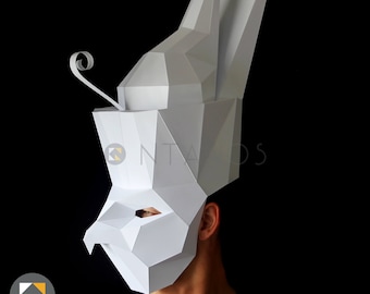 Masque en papier Dieu égyptien HORUS - Faites-le avec ce modèle de masque Low-Poly