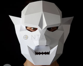 DIY Orc Mask Template: Geometric Cardboard Mask (PDF Download)