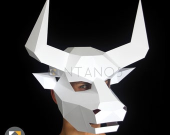MINOTAUR papieren masker - Maak een stierenmasker met deze instant download-sjabloon