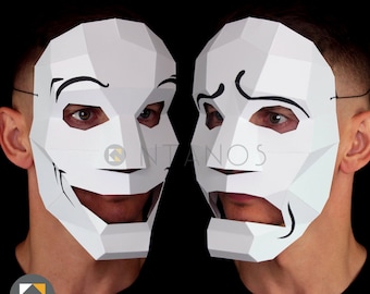 DRAMA Masks - Make your own pair of Comedy and Tragedy paper masks with this instant download