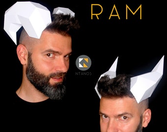SET of 2 -  Make these Ram and Faun Horns with paper card and this Instant Download PDF template