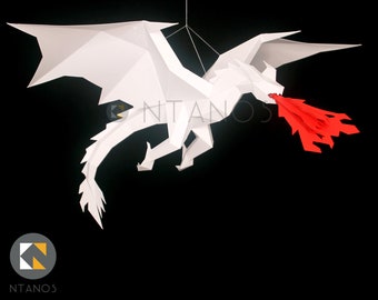 3D DRAGON Paper Sculpture - Make a hanging paper Dragon decoration with this PDF download