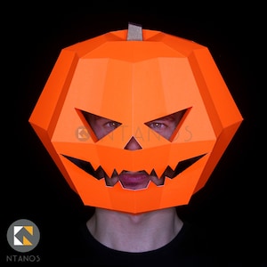 Halloween PUMPKIN KING Maske - Laden Sie herunter und machen Sie eine Vollkopf-Kürbis-Maske