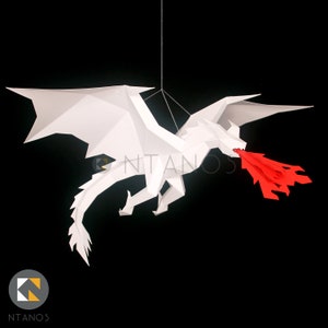 Scultura di carta DRAGO 3D - Realizza una decorazione di drago di carta da appendere con questo download in PDF