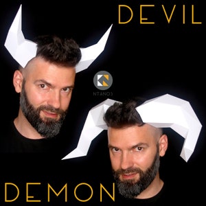 Set van 2 - Maak deze duivels- en demonenhoorns met papieren kaart en deze Instant Download PDF-sjabloon