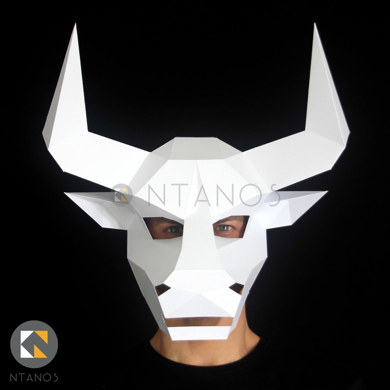 Masque en papier MINOTAUR Fabriquez un masque de taureau avec ce modèle de téléchargement instantané image 6