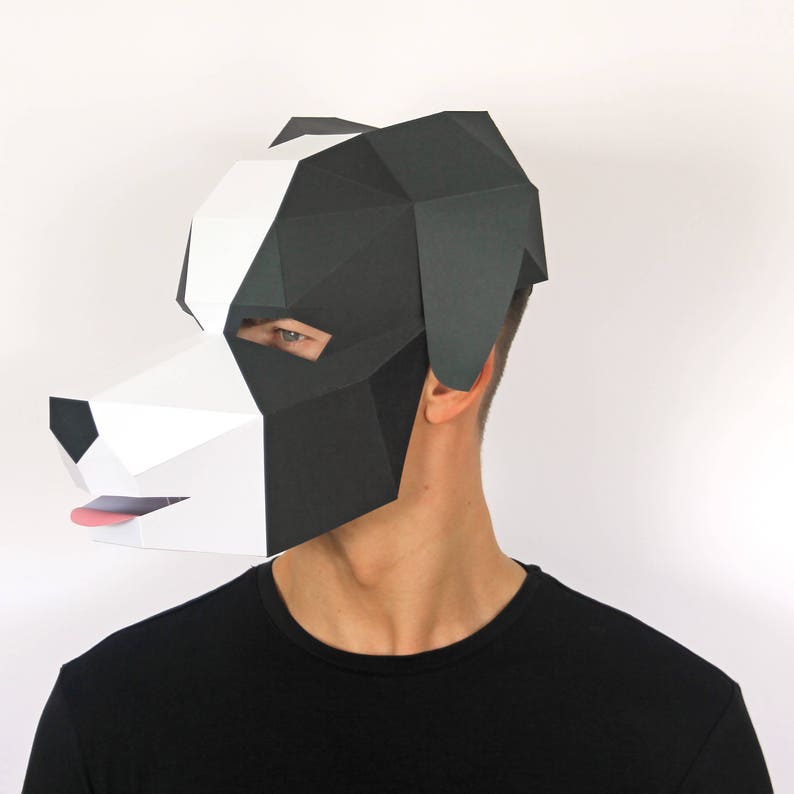 PUPPY Dog Mask Build your own 3D dog mask from card, using this PDF mask template image 6