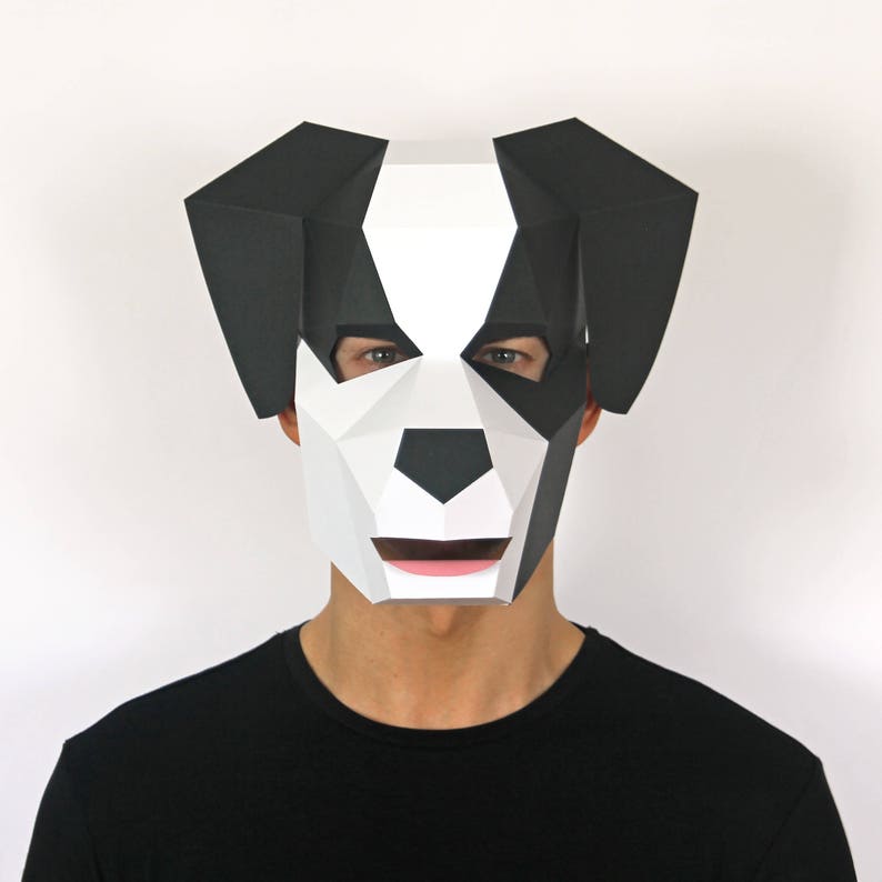 PUPPY Dog Mask Build your own 3D dog mask from card, using this PDF mask template image 2