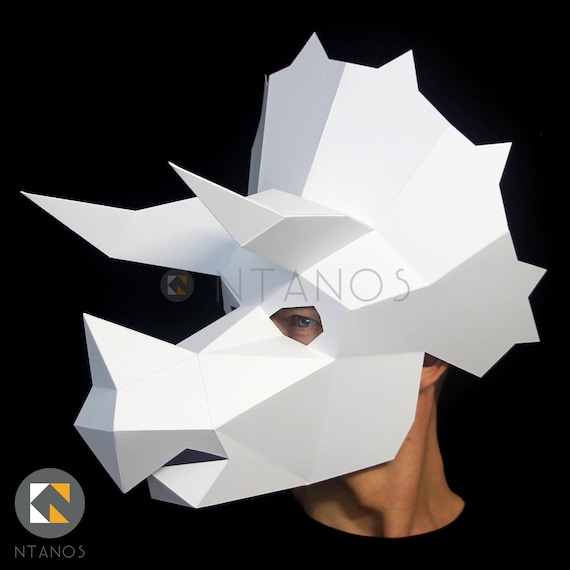 Triceratops Dinosaur Paper Mask Make It With This Instant Etsy