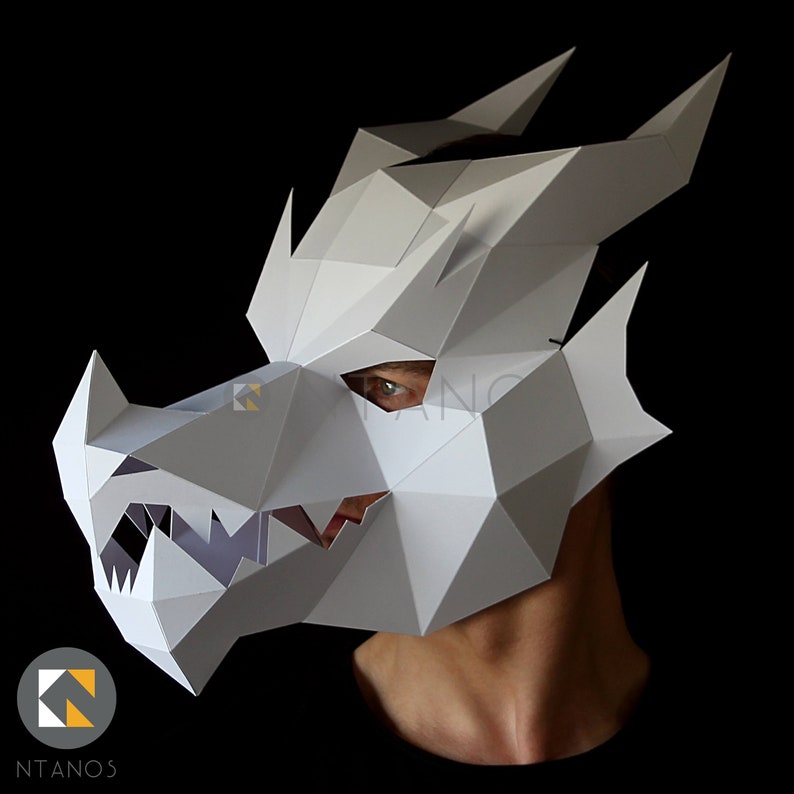 DRAGON Mask Make your own 3D dragon mask with this template image 6