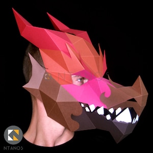 DRAGON Mask Make your own 3D dragon mask with this template image 8