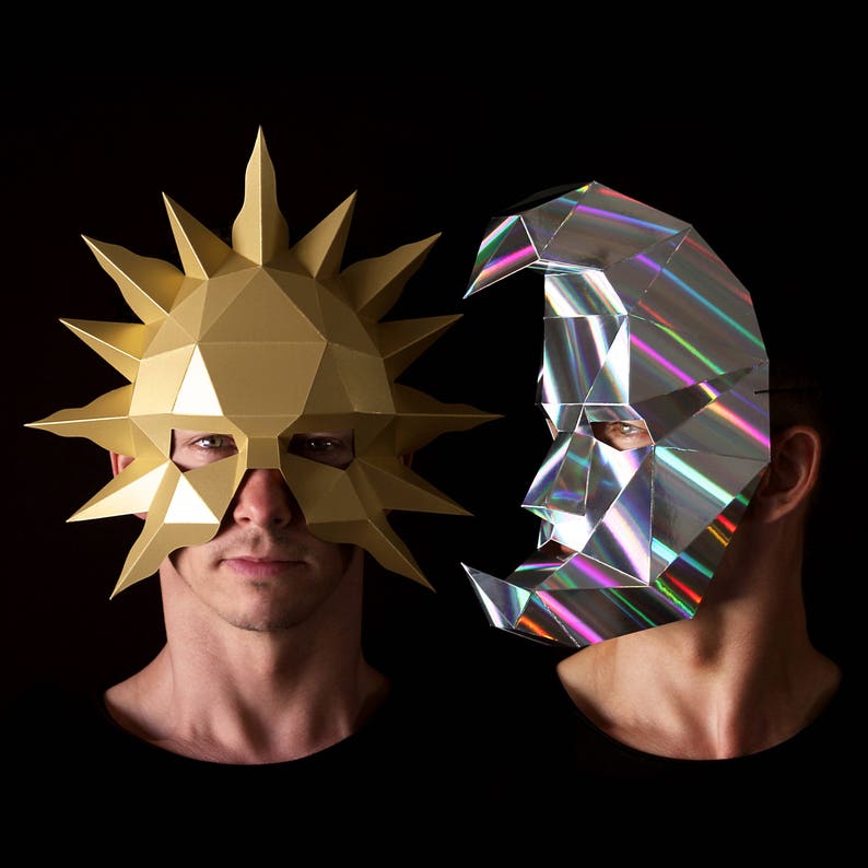 Sun Face Mask Pattern Geometric Sun Mask Template: DIY Papercraft (PDF Download) - Etsy Canada