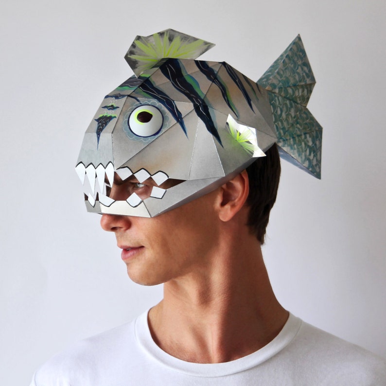 BAD FISH Mask Make this funny mask from card, using this easy PDF pattern image 1