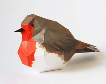 ROBIN Bird - Make a paper 3D bird decoration with this PDF download