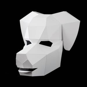 PUPPY Dog Mask Build your own 3D dog mask from card, using this PDF mask template image 3