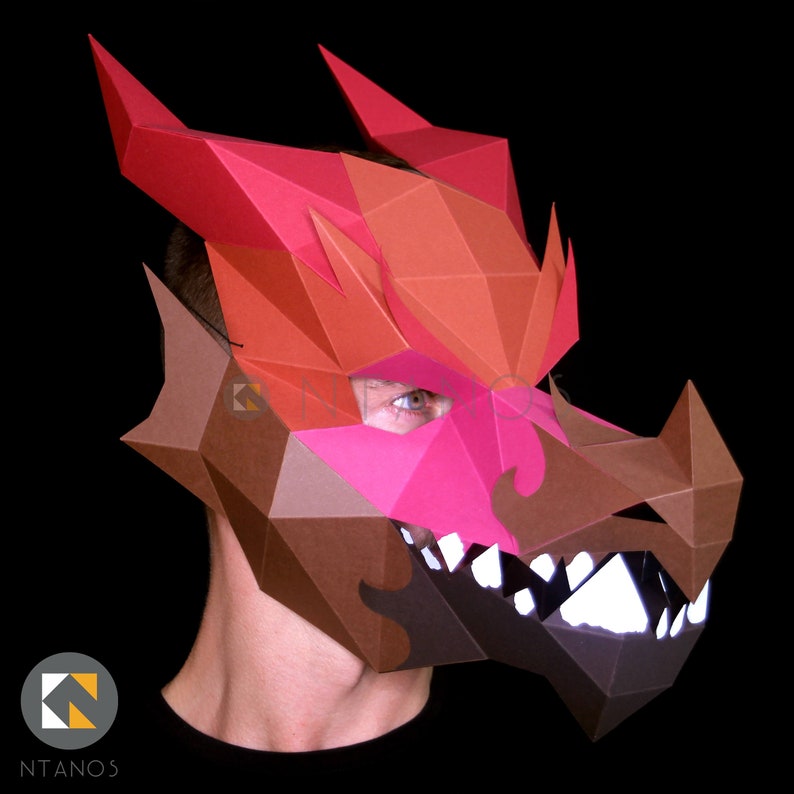 DRAGON Mask Make your own 3D dragon mask with this template image 5