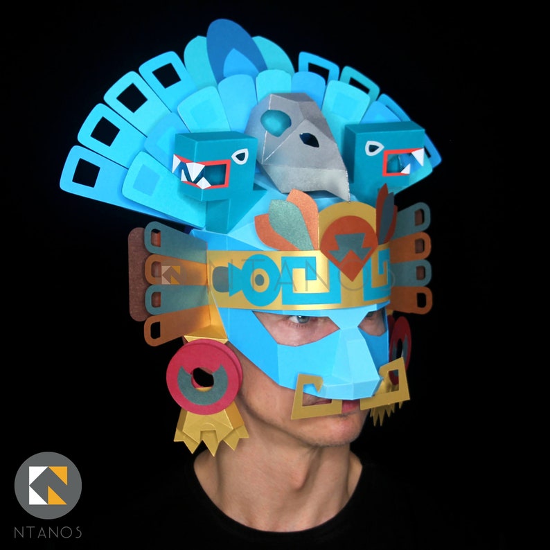 AZTEC Headdress Mask Make It With Paper Card and This PDF Etsy UK