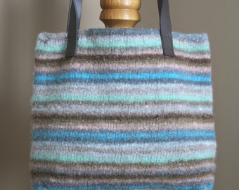 25% off. Multicolour stripe wool felt tote bag