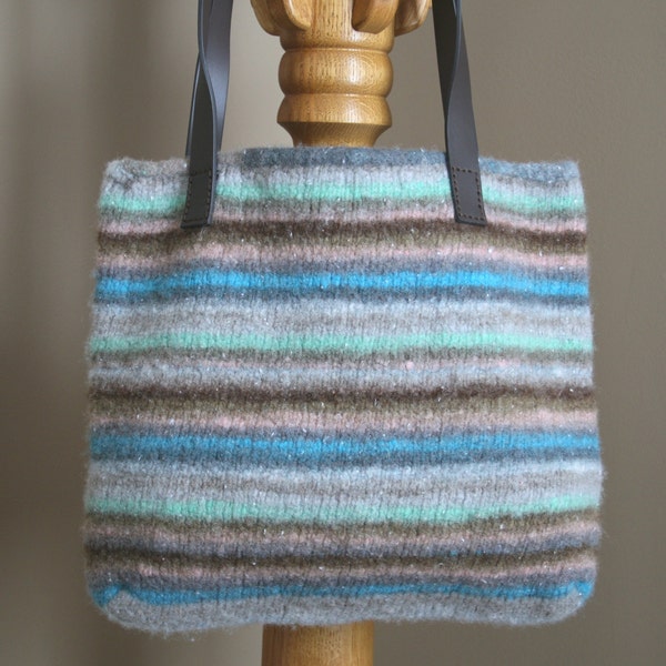 25% off. Multicolour stripe wool felt tote bag