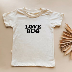 Love Bug Organic Tee for Kids, Organic Kids T-shirt, Kids Graphic Tee, Organic Cotton, Children's Gift, Unisex Word Design, Made in USA image 1