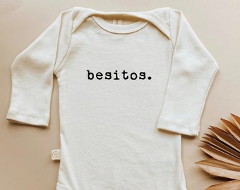 Besitos Long Sleeve Onesie®, Baby, Girl, Boy, Infant, Toddler, Newborn, Organic, Bodysuit, Outfit, One Piece, Unisex, Gender Neutral, Words