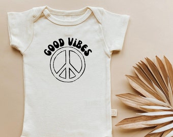 Good Vibes Onesie®, Baby, Girl, Boy, Infant, Toddler, Newborn, Organic, Bodysuit, Outfit, One Piece, Unisex, Gender Neutral, Words, Quote